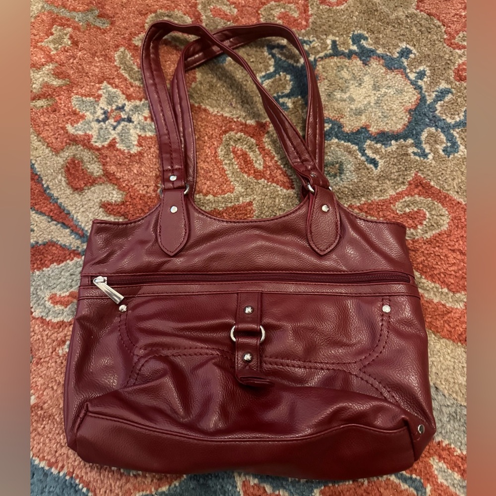 Vintage burgundy shoulder hobo bag